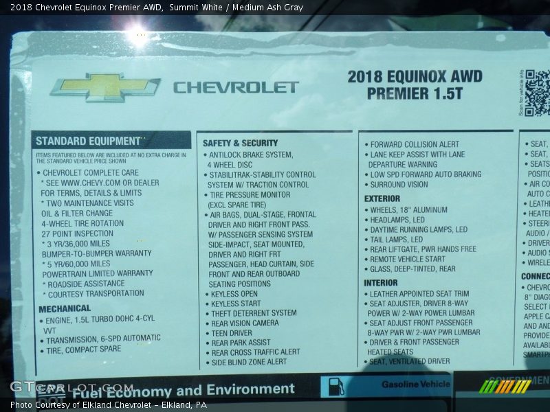 Summit White / Medium Ash Gray 2018 Chevrolet Equinox Premier AWD