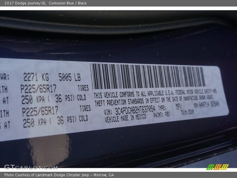 Contusion Blue / Black 2017 Dodge Journey SE