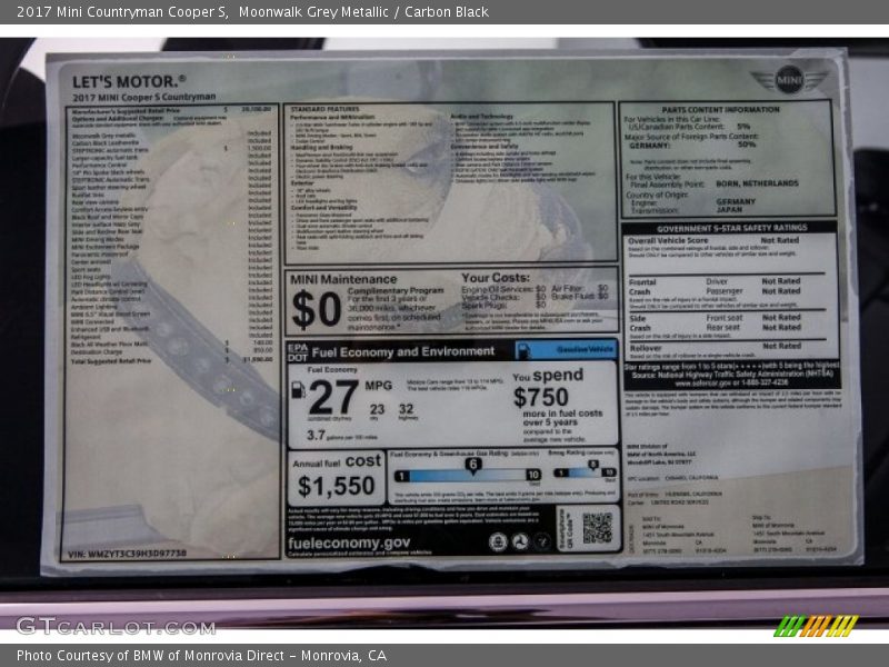 Moonwalk Grey Metallic / Carbon Black 2017 Mini Countryman Cooper S