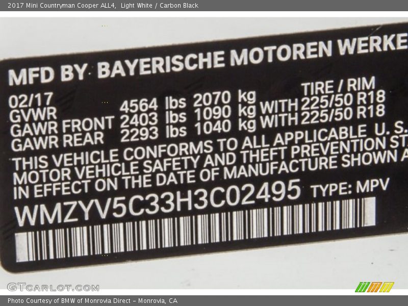Light White / Carbon Black 2017 Mini Countryman Cooper ALL4
