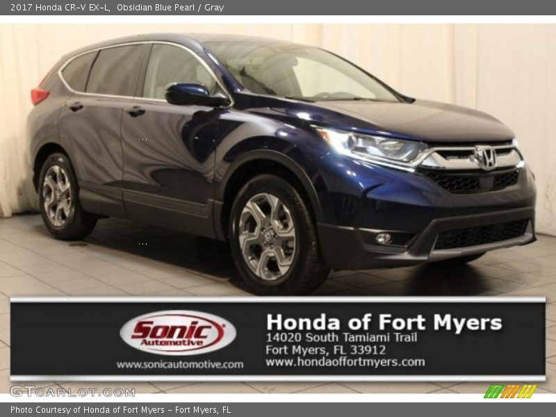 Obsidian Blue Pearl / Gray 2017 Honda CR-V EX-L