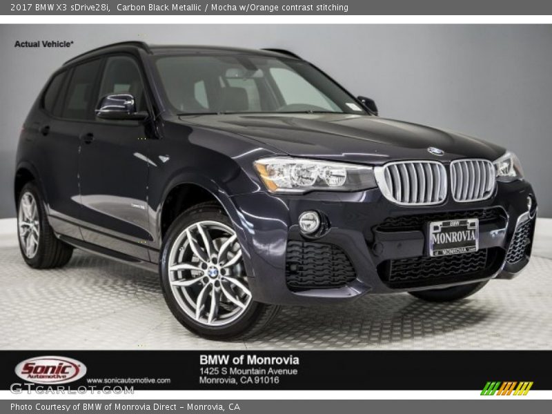 Carbon Black Metallic / Mocha w/Orange contrast stitching 2017 BMW X3 sDrive28i