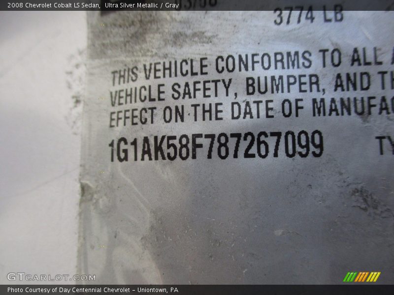 Ultra Silver Metallic / Gray 2008 Chevrolet Cobalt LS Sedan