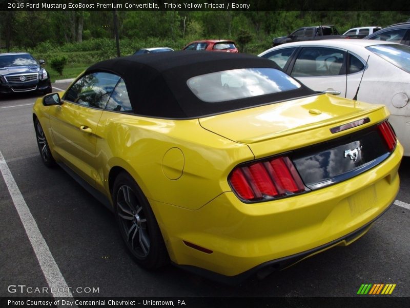 Triple Yellow Tricoat / Ebony 2016 Ford Mustang EcoBoost Premium Convertible