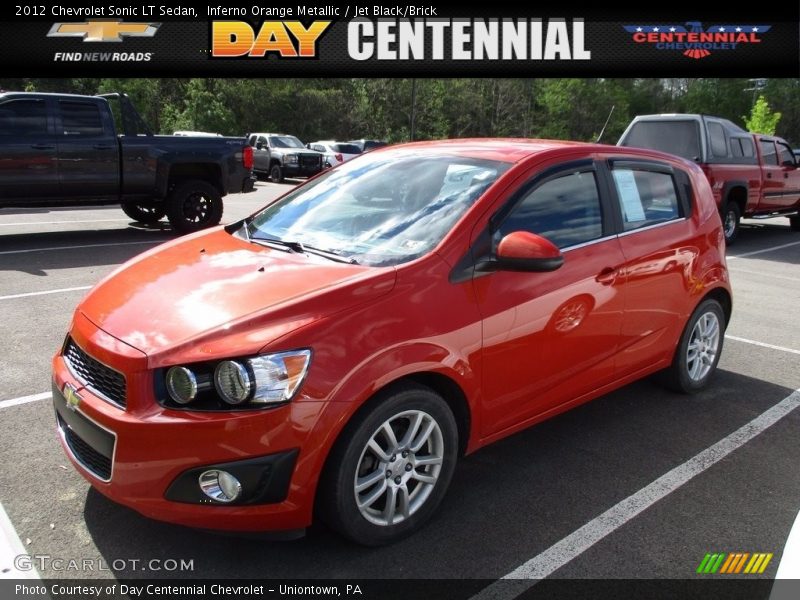 Inferno Orange Metallic / Jet Black/Brick 2012 Chevrolet Sonic LT Sedan