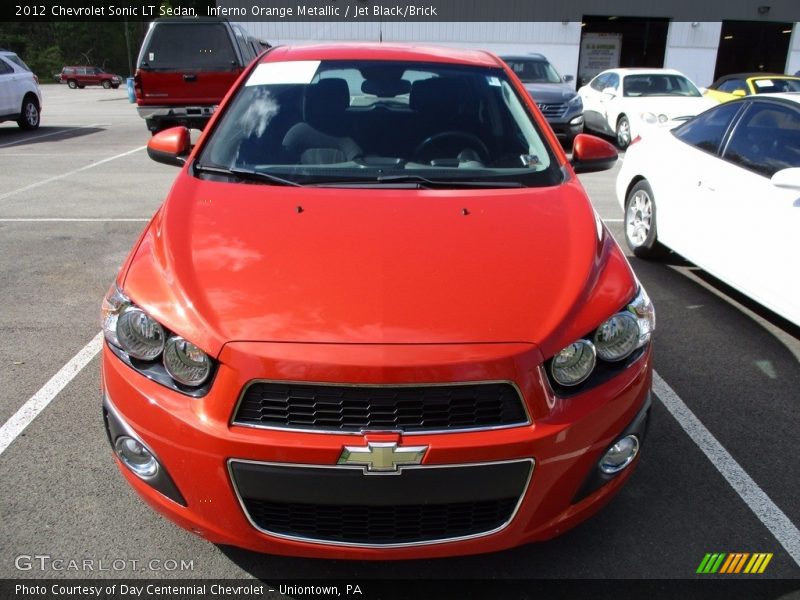 Inferno Orange Metallic / Jet Black/Brick 2012 Chevrolet Sonic LT Sedan