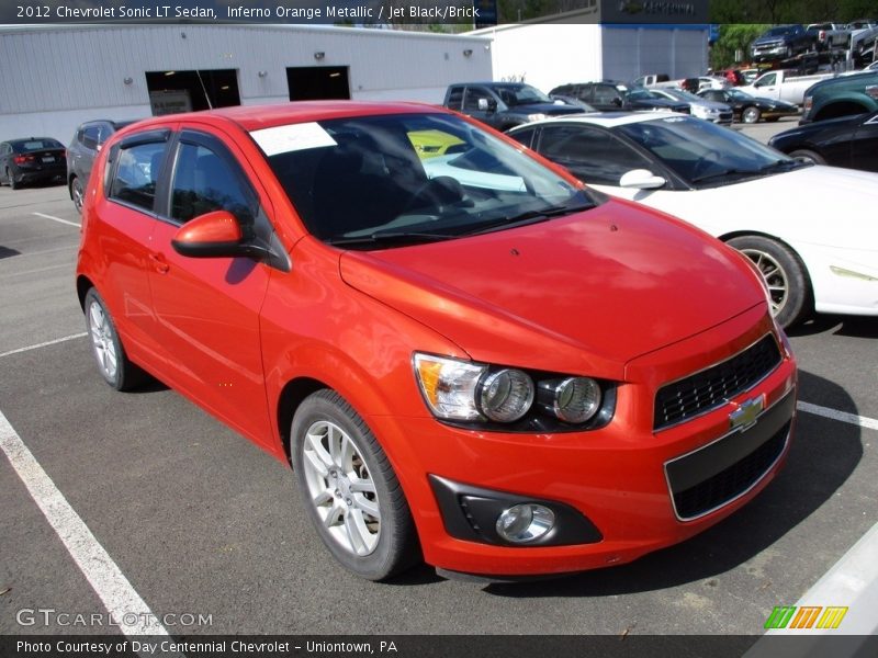 Inferno Orange Metallic / Jet Black/Brick 2012 Chevrolet Sonic LT Sedan