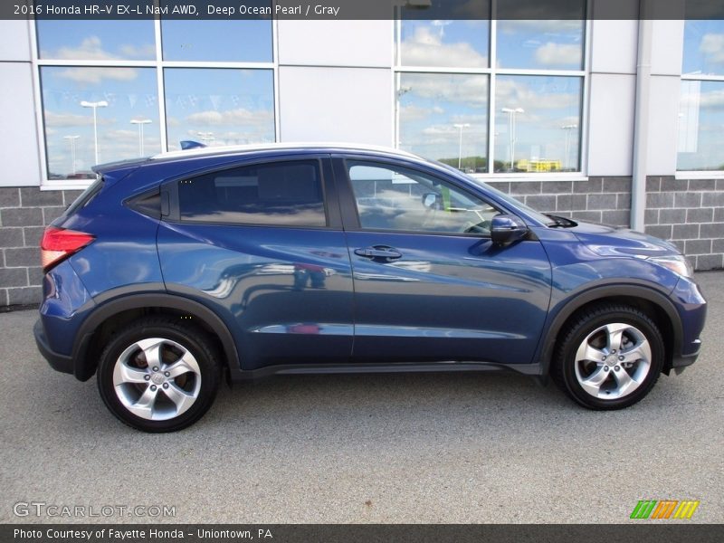 Deep Ocean Pearl / Gray 2016 Honda HR-V EX-L Navi AWD