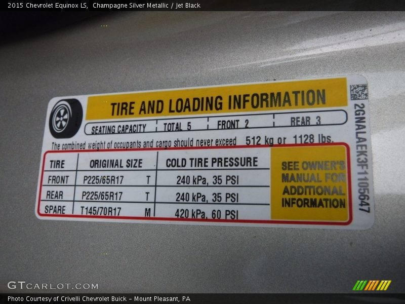 Champagne Silver Metallic / Jet Black 2015 Chevrolet Equinox LS