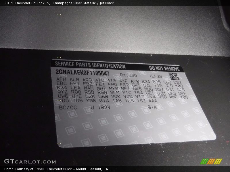 Champagne Silver Metallic / Jet Black 2015 Chevrolet Equinox LS