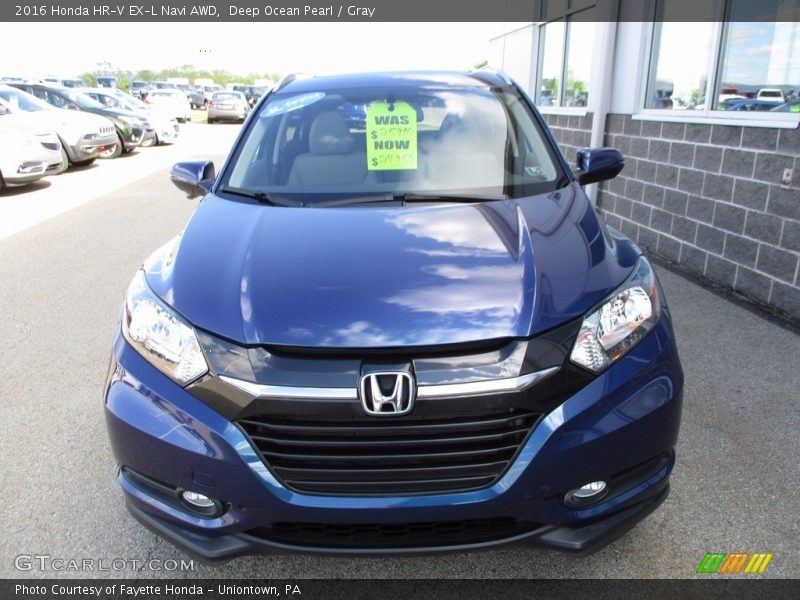 Deep Ocean Pearl / Gray 2016 Honda HR-V EX-L Navi AWD