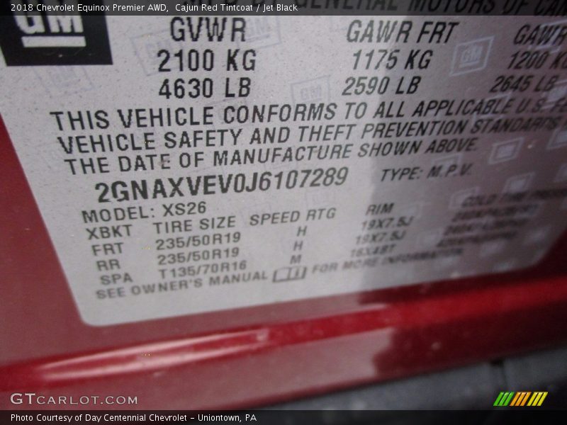 Cajun Red Tintcoat / Jet Black 2018 Chevrolet Equinox Premier AWD