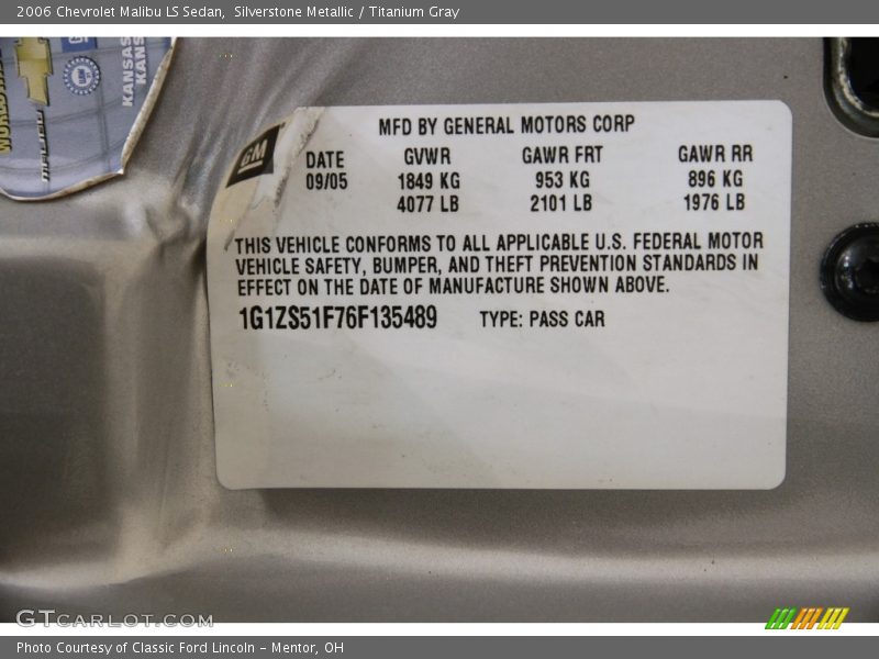 Silverstone Metallic / Titanium Gray 2006 Chevrolet Malibu LS Sedan