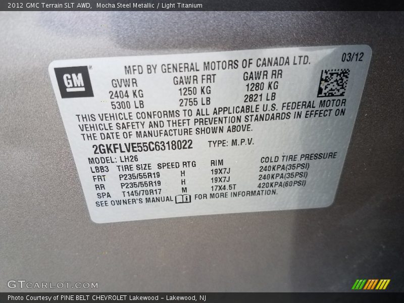 Mocha Steel Metallic / Light Titanium 2012 GMC Terrain SLT AWD