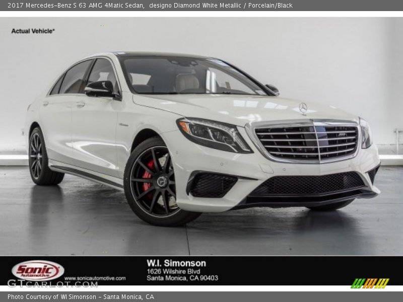 designo Diamond White Metallic / Porcelain/Black 2017 Mercedes-Benz S 63 AMG 4Matic Sedan