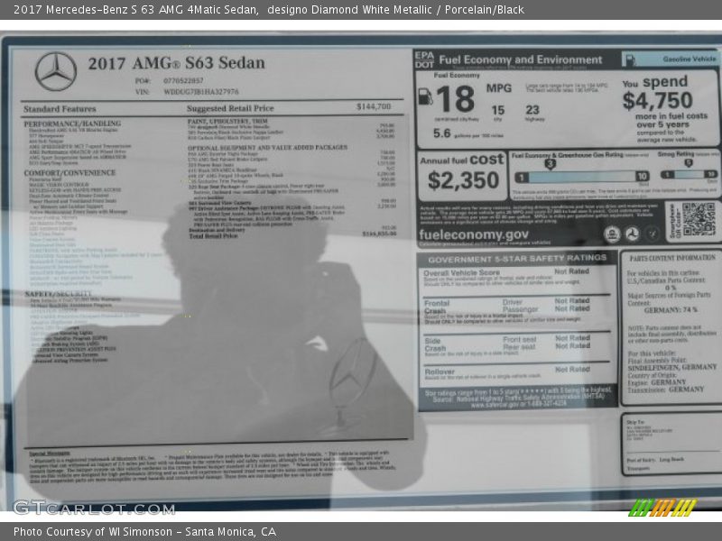 designo Diamond White Metallic / Porcelain/Black 2017 Mercedes-Benz S 63 AMG 4Matic Sedan