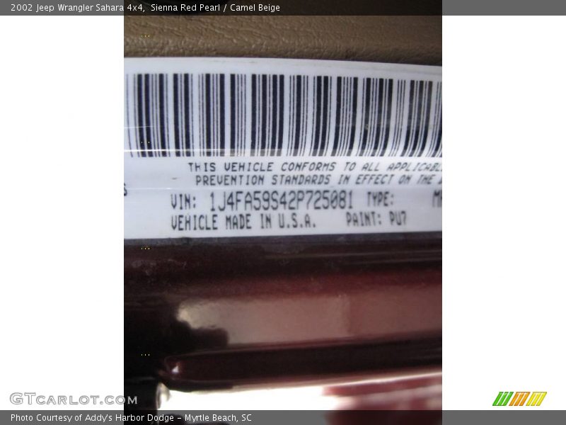 Sienna Red Pearl / Camel Beige 2002 Jeep Wrangler Sahara 4x4
