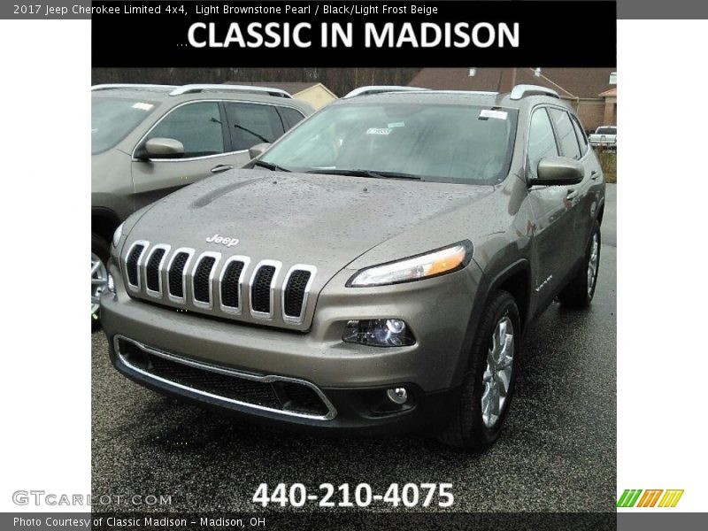 Light Brownstone Pearl / Black/Light Frost Beige 2017 Jeep Cherokee Limited 4x4