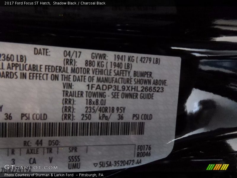 Shadow Black / Charcoal Black 2017 Ford Focus ST Hatch