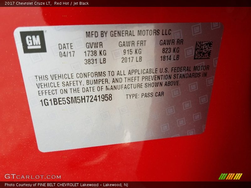Red Hot / Jet Black 2017 Chevrolet Cruze LT