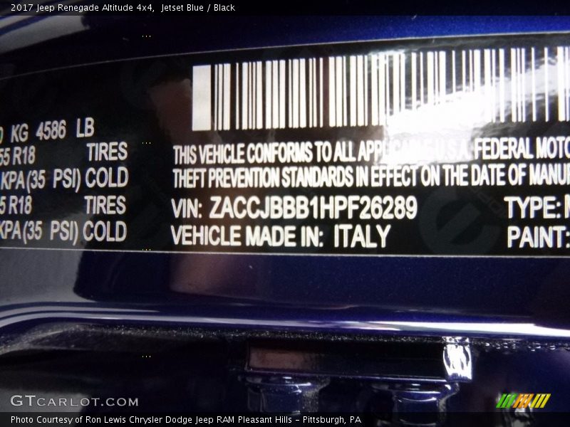 Jetset Blue / Black 2017 Jeep Renegade Altitude 4x4