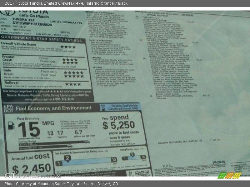 Inferno Orange / Black 2017 Toyota Tundra Limited CrewMax 4x4