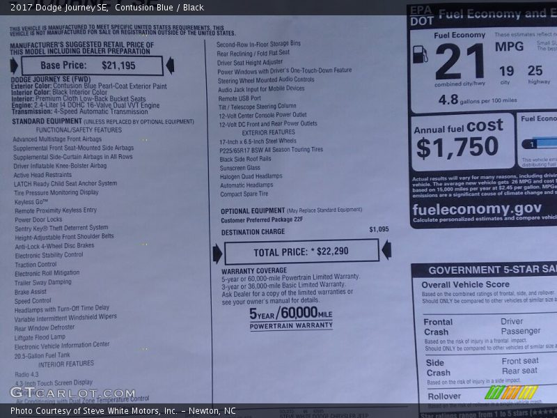 Contusion Blue / Black 2017 Dodge Journey SE