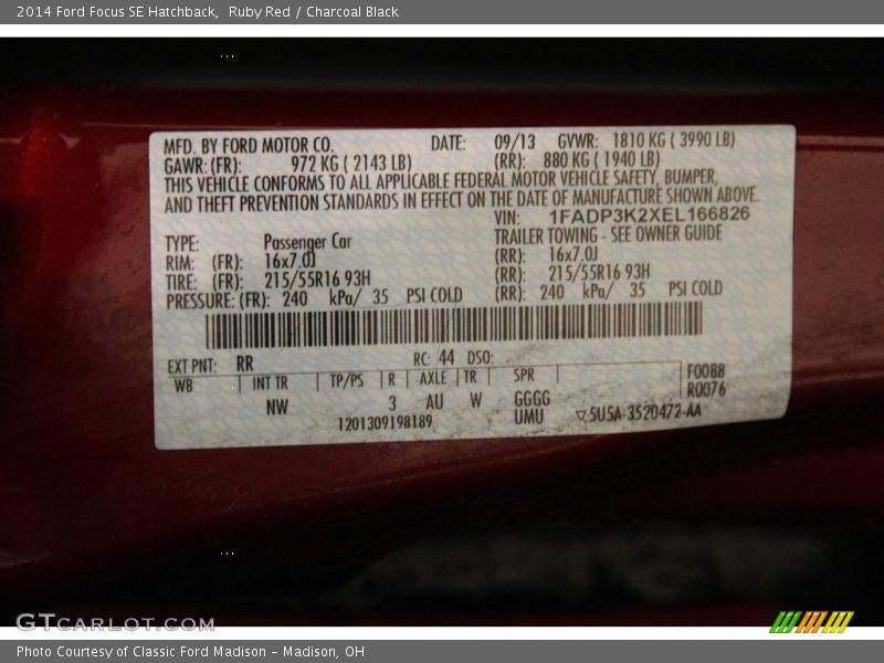 Ruby Red / Charcoal Black 2014 Ford Focus SE Hatchback