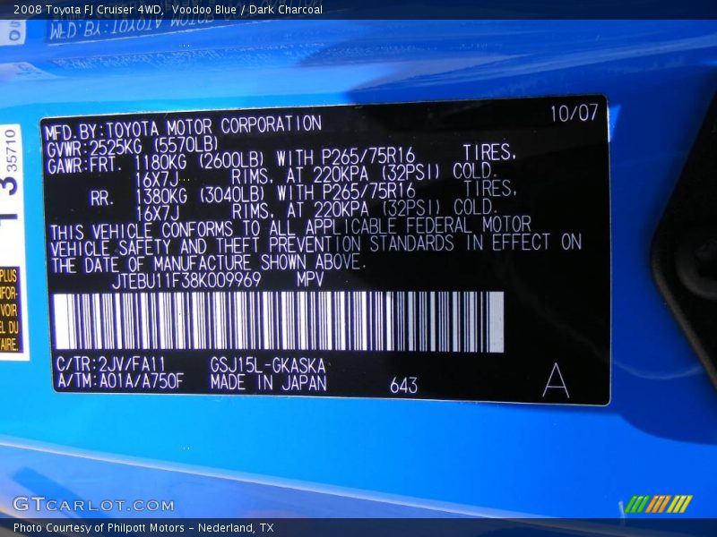 Voodoo Blue / Dark Charcoal 2008 Toyota FJ Cruiser 4WD