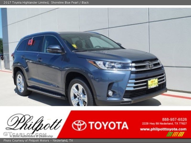 Shoreline Blue Pearl / Black 2017 Toyota Highlander Limited