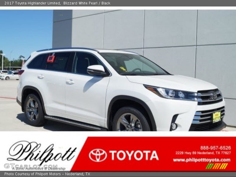 Blizzard White Pearl / Black 2017 Toyota Highlander Limited