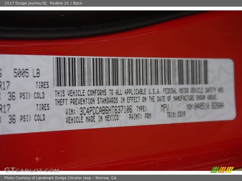 Redline 2K / Black 2017 Dodge Journey SE