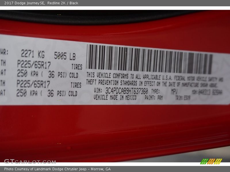 Redline 2K / Black 2017 Dodge Journey SE