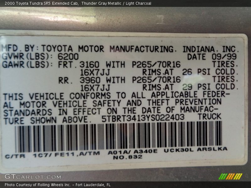 Thunder Gray Metallic / Light Charcoal 2000 Toyota Tundra SR5 Extended Cab