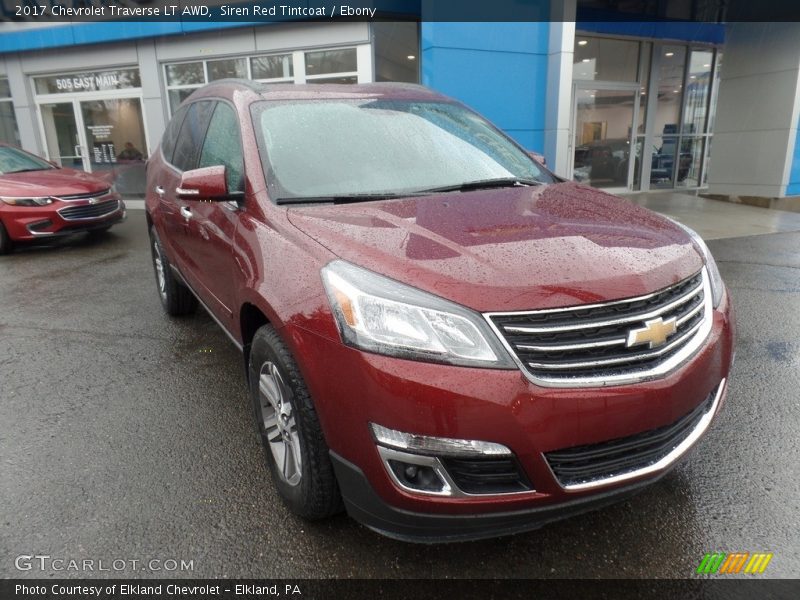 Siren Red Tintcoat / Ebony 2017 Chevrolet Traverse LT AWD