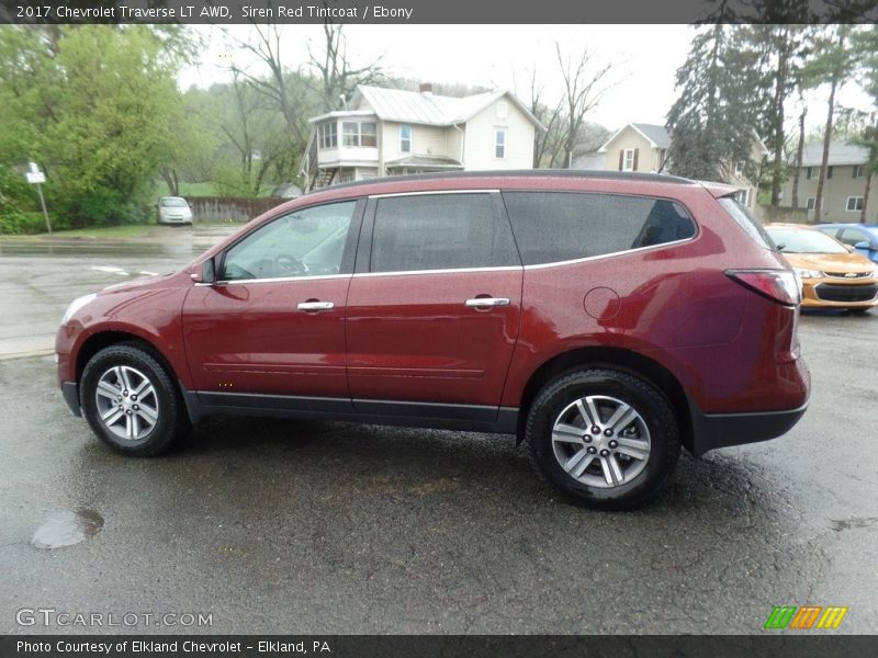 Siren Red Tintcoat / Ebony 2017 Chevrolet Traverse LT AWD