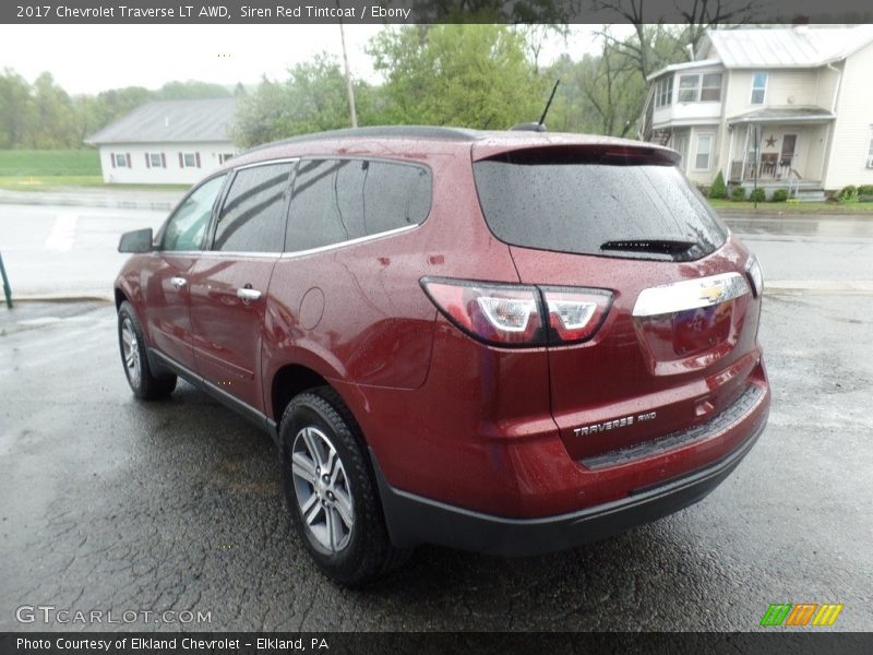 Siren Red Tintcoat / Ebony 2017 Chevrolet Traverse LT AWD