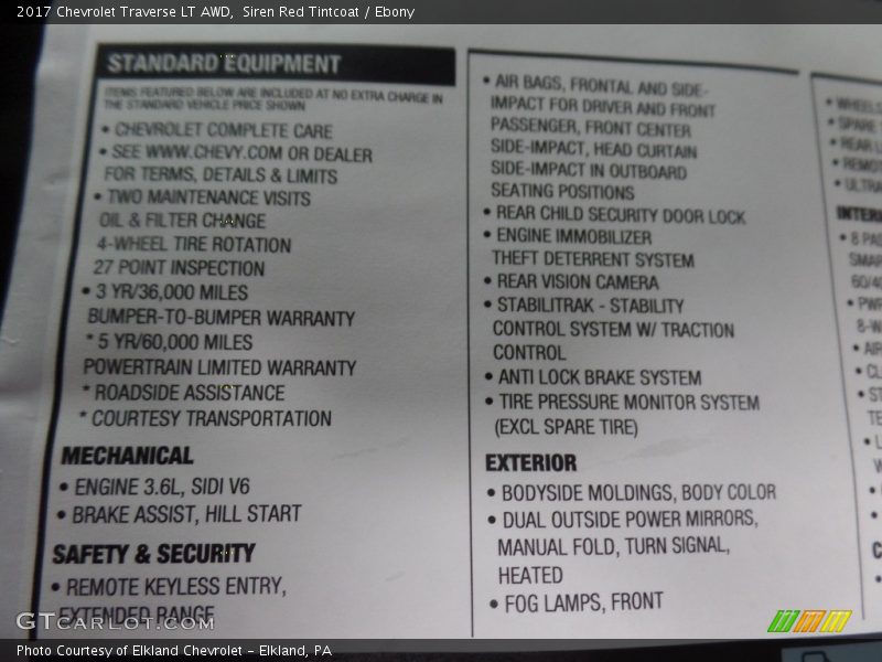 Siren Red Tintcoat / Ebony 2017 Chevrolet Traverse LT AWD
