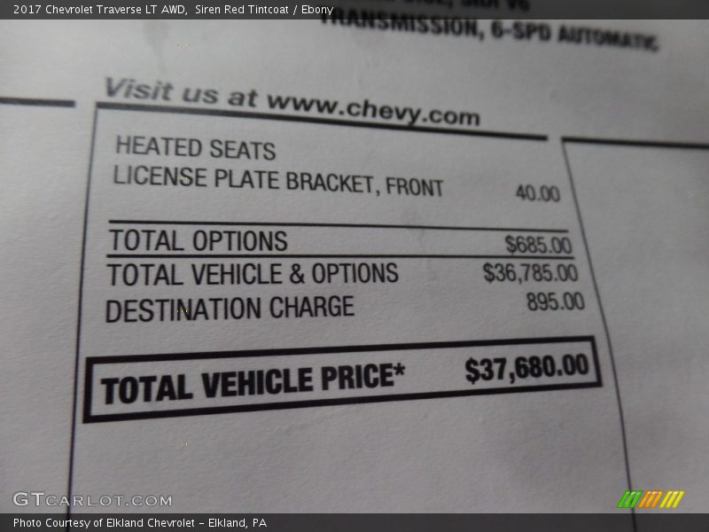 Siren Red Tintcoat / Ebony 2017 Chevrolet Traverse LT AWD
