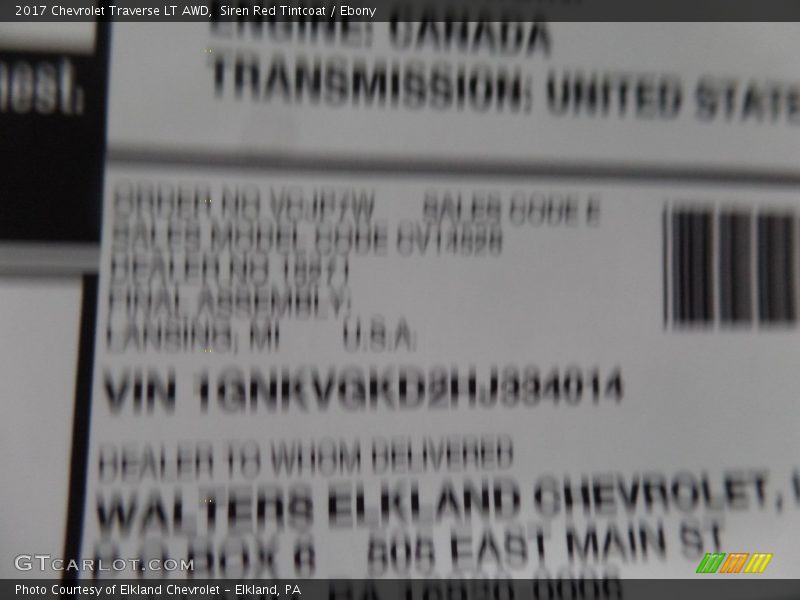 Siren Red Tintcoat / Ebony 2017 Chevrolet Traverse LT AWD