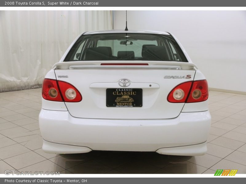 Super White / Dark Charcoal 2008 Toyota Corolla S
