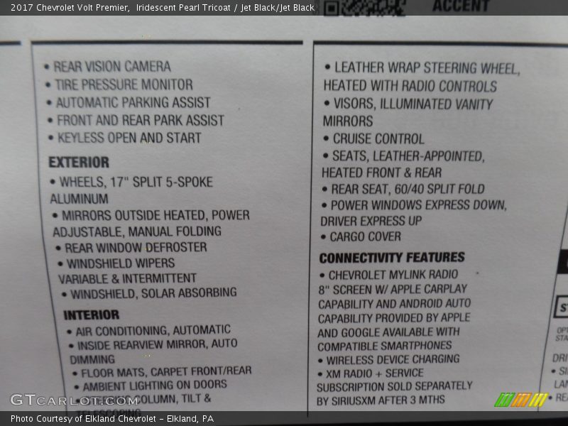 Iridescent Pearl Tricoat / Jet Black/Jet Black 2017 Chevrolet Volt Premier