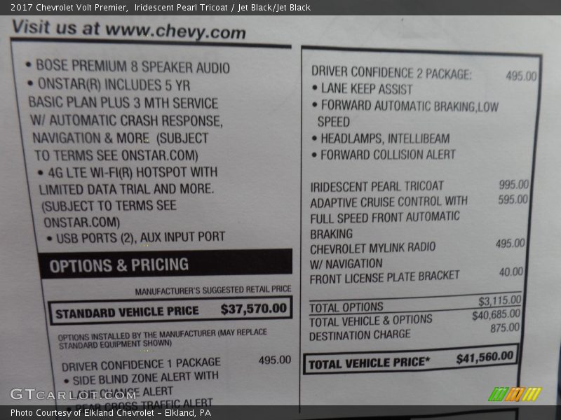 Iridescent Pearl Tricoat / Jet Black/Jet Black 2017 Chevrolet Volt Premier