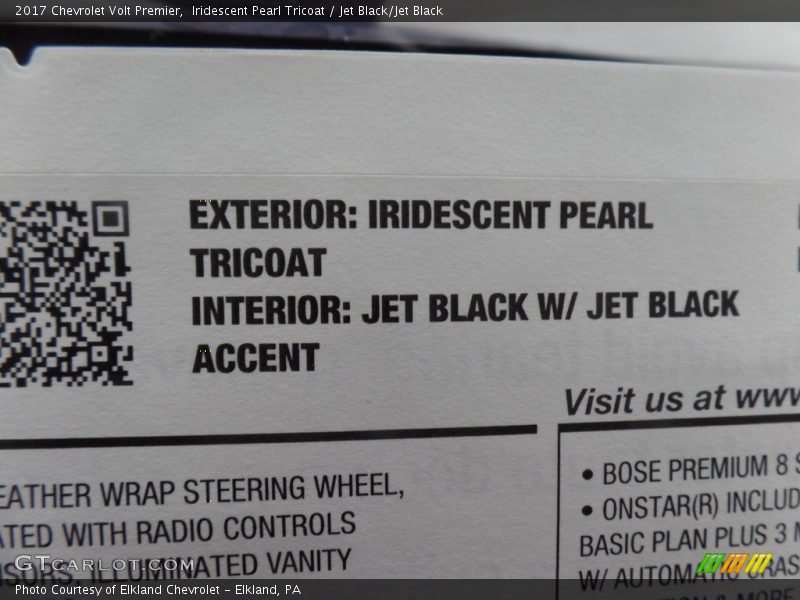 Iridescent Pearl Tricoat / Jet Black/Jet Black 2017 Chevrolet Volt Premier