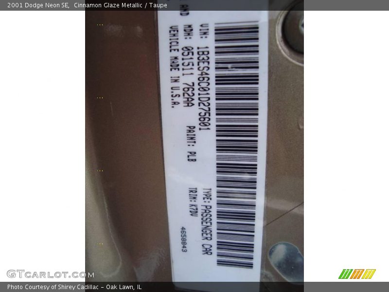 Cinnamon Glaze Metallic / Taupe 2001 Dodge Neon SE