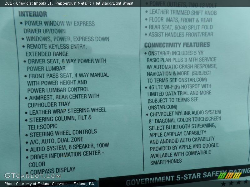 Pepperdust Metallic / Jet Black/Light Wheat 2017 Chevrolet Impala LT