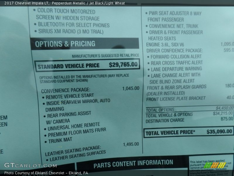 Pepperdust Metallic / Jet Black/Light Wheat 2017 Chevrolet Impala LT