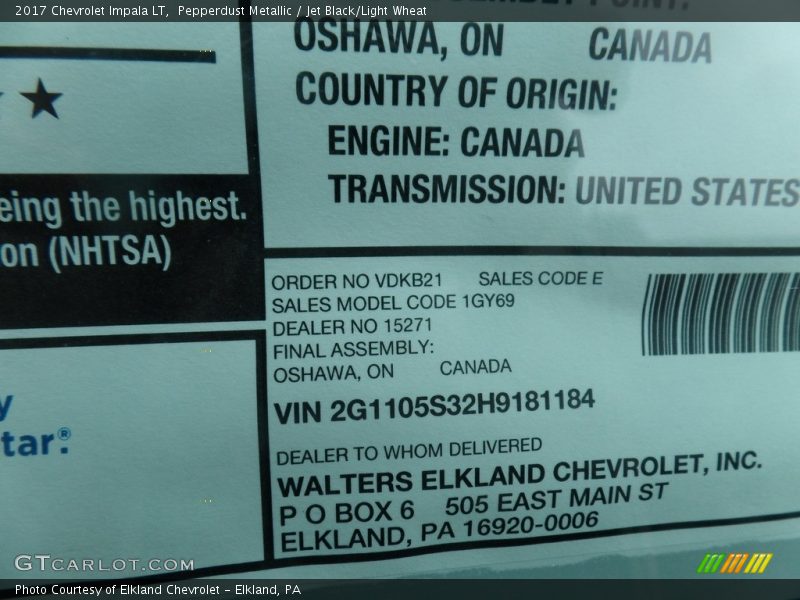 Pepperdust Metallic / Jet Black/Light Wheat 2017 Chevrolet Impala LT