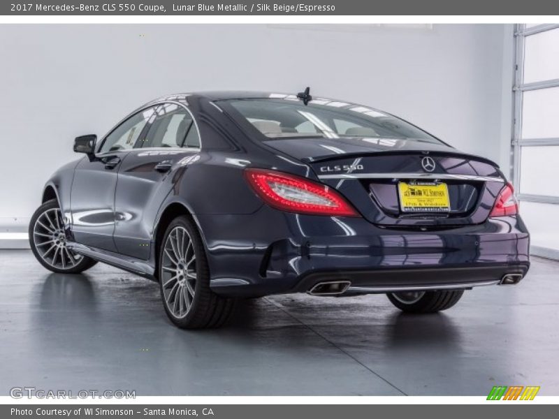 Lunar Blue Metallic / Silk Beige/Espresso 2017 Mercedes-Benz CLS 550 Coupe