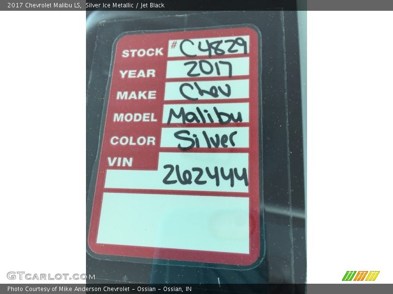Silver Ice Metallic / Jet Black 2017 Chevrolet Malibu LS